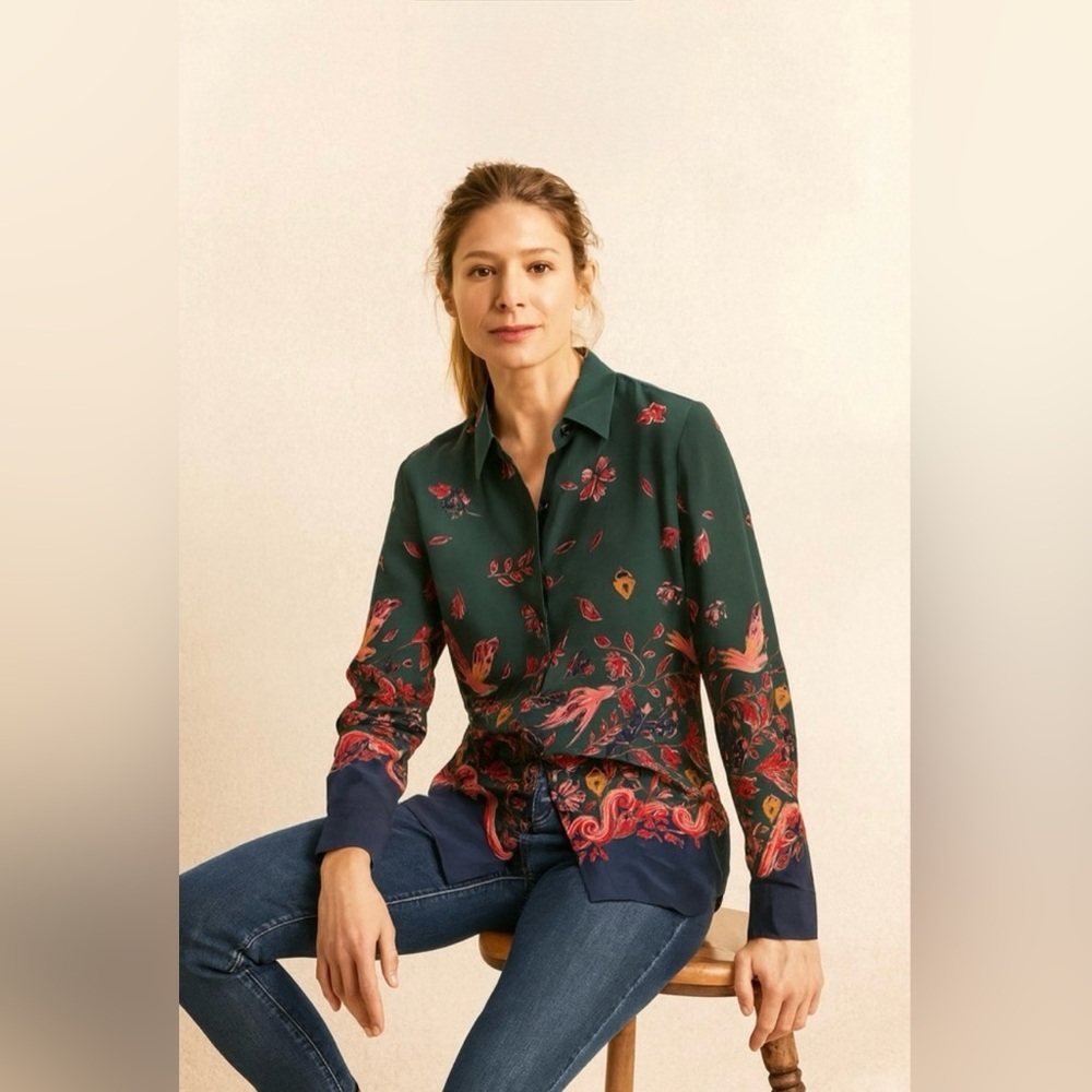 Boden Womans Button Down Silk Blouse